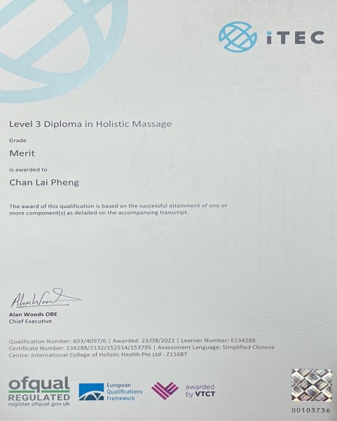 ITEC holistic massage - libby