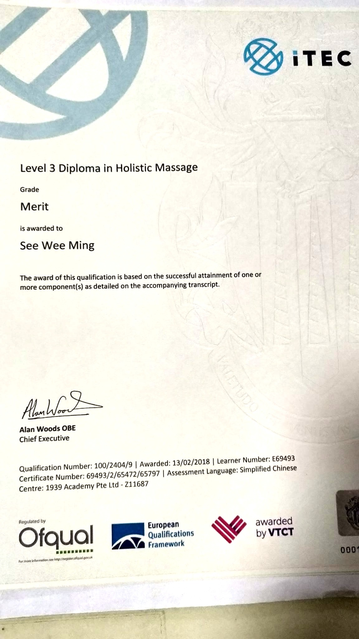 ITEC hoslitic massage Franki